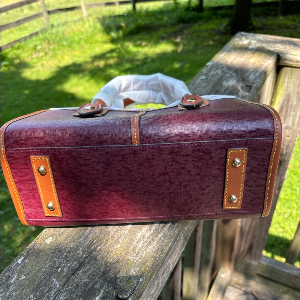 Dooney & Bourke Small Bordeaux Burgundy/Brown Leather Satchel NWT - Picture 6 of 7